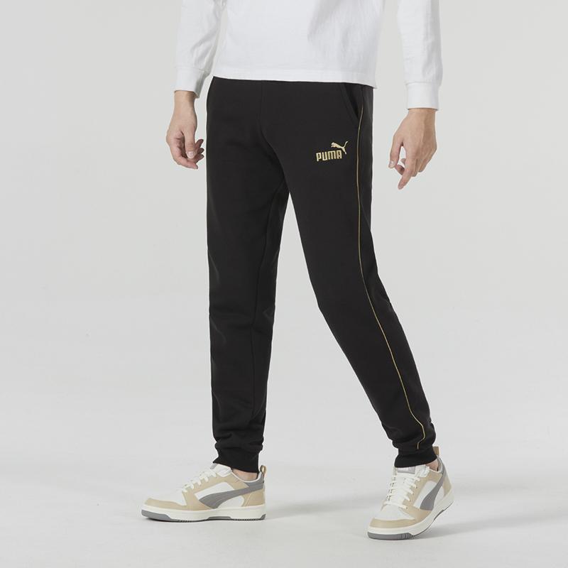 PUMA Commuter Loose Fleece-Lined Casual Pants With Logo Print Men bottoms Black 680307-01