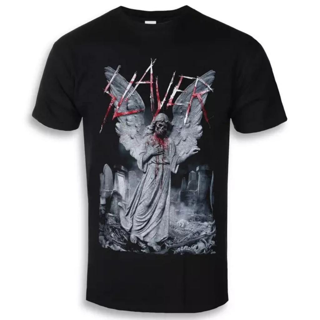 Slayer Logo Inspirierendes Print T-Shirt Lässiger Streetstyle Baumwoll-T-Shirt Geeignet für Metal-Fans
