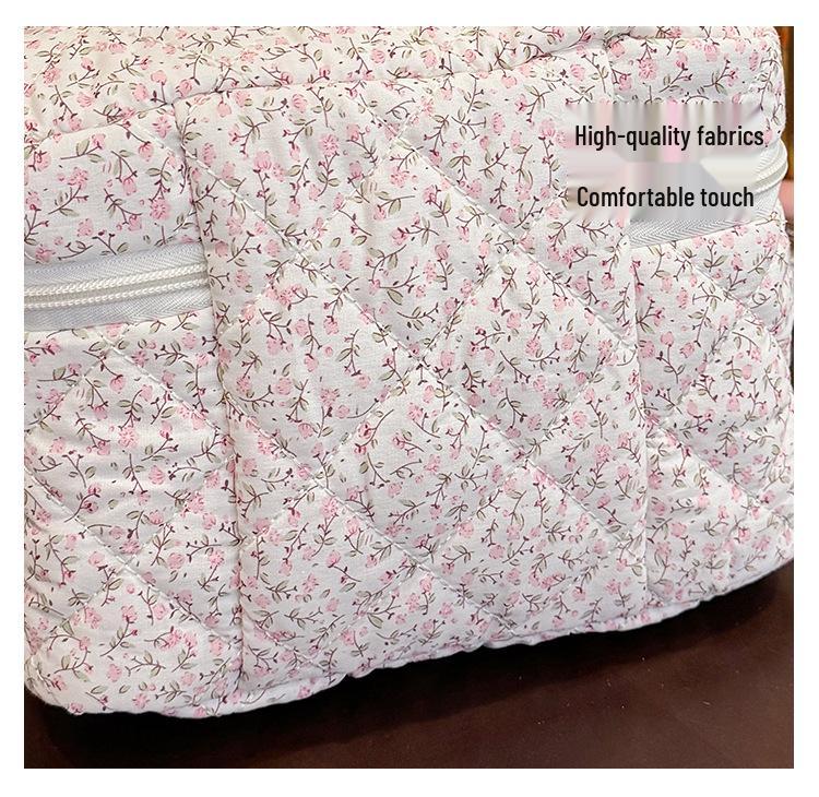 2024 Floral Cotton Quilted Large Capacity Cosmetic Handheld Storage Bag