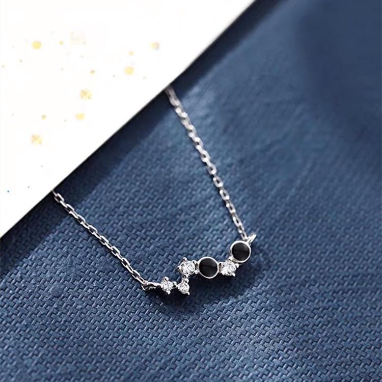 Beixi Pure Silver Constellation Necklace with Rhinestones - Versatile, Fashionable Clavicle Chain for Women s Light Luxury Style. 925 Silver