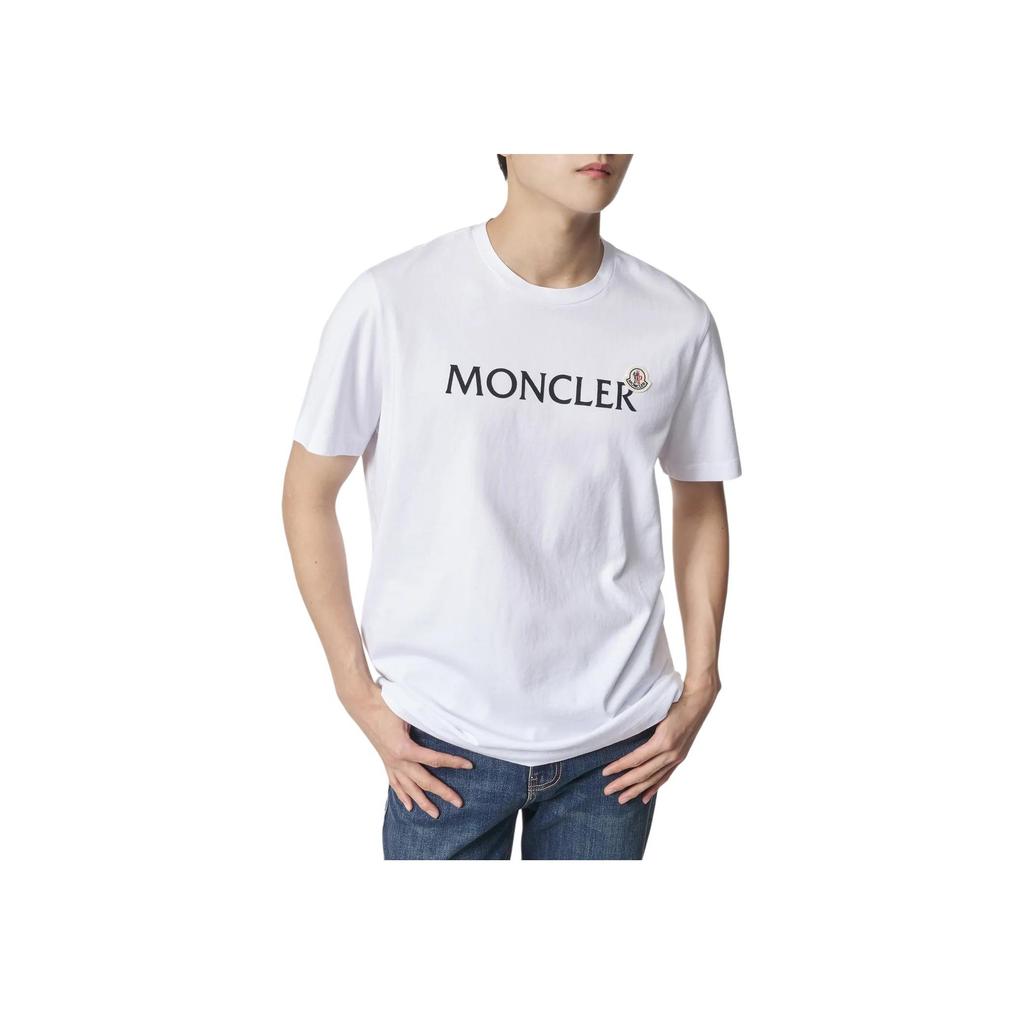 Moncler Cotton Logo Graphic Crew Neck Short Sleeve T-Shirt Men Tops White I10918C000648390T001