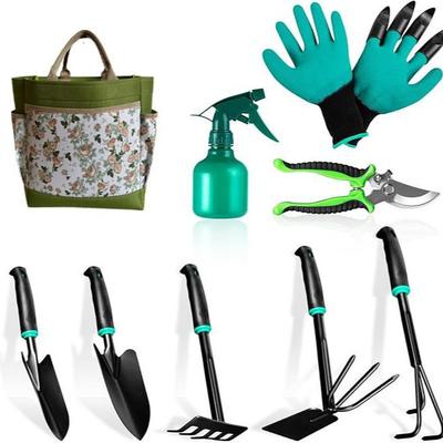 9-Piece Aluminum Garden Tool Set with Two-Color Handles
