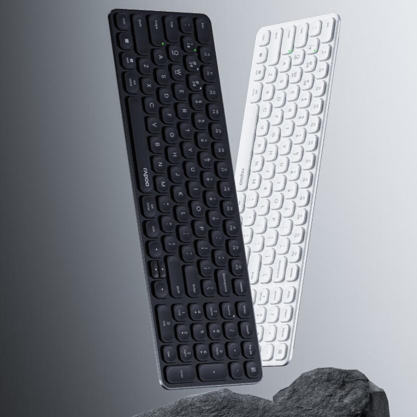 Rapoo 99-Key Wireless/Bluetooth Multi-Mode Keyboard, Ultra-Thin Compact Portable Wireless Keyboard, Dark Gray