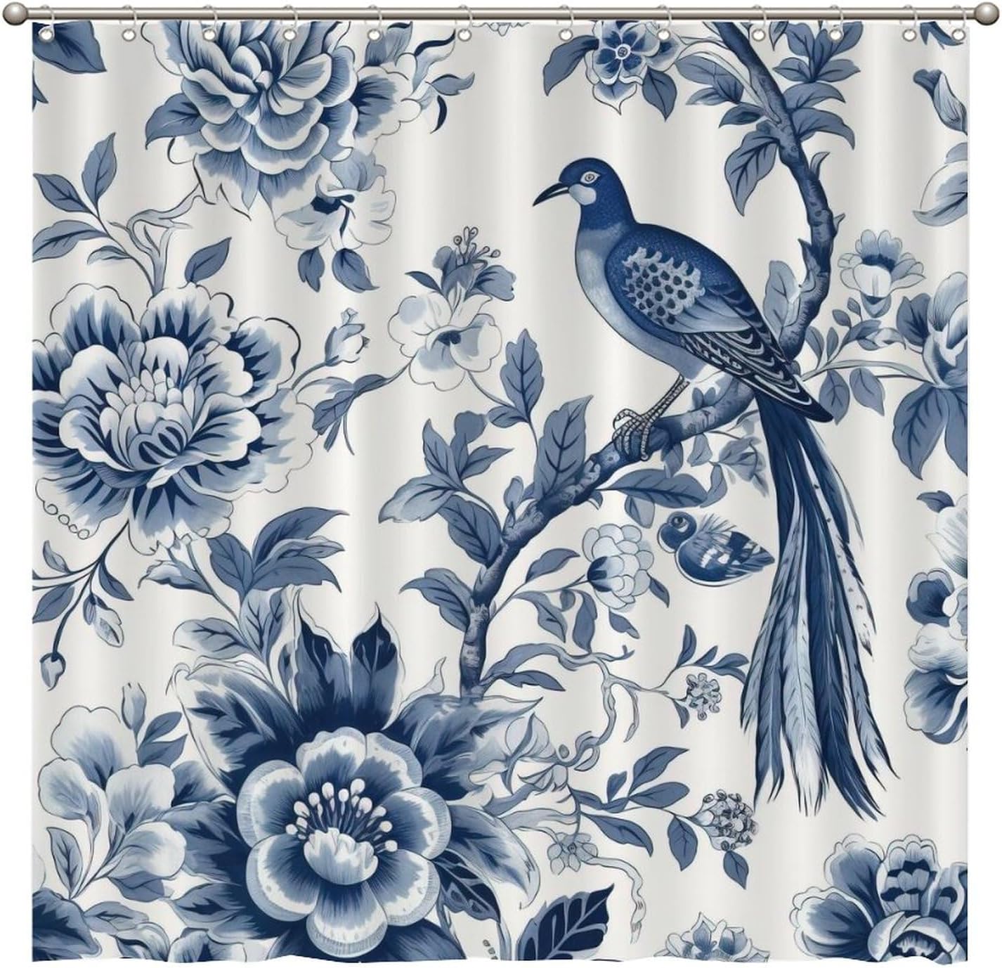 

Aqua Teal Blue Азиатский Живописный Душевая Занавеска Восточная Древняя Пагода Китайский Сад Ванная Занавеска Для Ванной В Стиле Шинуазри W90xH180cm