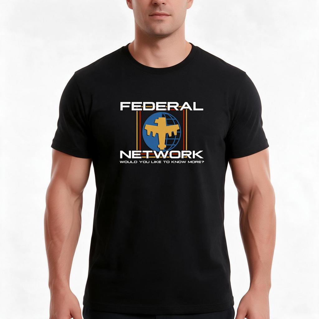 Federal Network Logo Tshirt Summer Casual Cotton Tee Oversized Streetwear Tops Vintage Graphic Print Loose Fit Short Sleeve