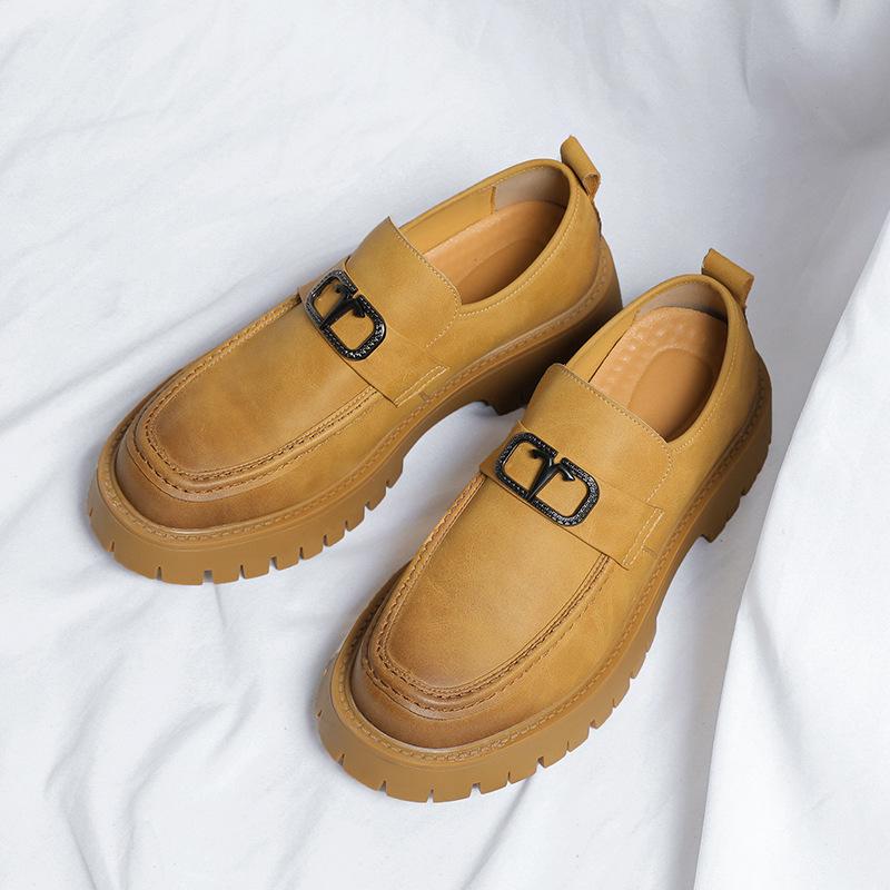 Leather Shoes Men'S Korean Version Trendy Big Head Leather Shoes Men'S Casual Work Shoes Business Dress Leather Shoes 2136-R