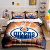 "Orange Oilers Logo On Cracked Background" Print Bedding Set Duvet Cover Pillowcases (1* Duvet Cover 2* Pillowcases Do Not Include Comforter)