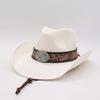 Hard Top Sunshade Hard Straw Hat Ethnic Style Western Cowboy Hat Men And Women Spring And Summer Beach Seaside Travel Vacation Hat