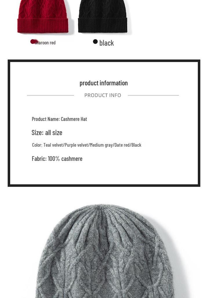 2025 Autumn/Winter Women's Cashmere Knitted Turban Hat - Classic, Warm, Windproof, Versatile, Slimming Design.