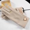 1 Pair Winter Women Gloves 2 Fingers Touchscreen Elegant Faux Pearl Button Windproof Thickened Warm Ladies Motorcycle Riding Cycling Gloves