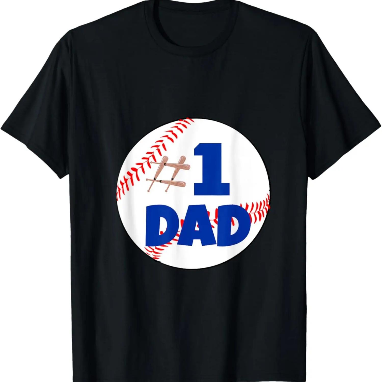 Number 1 Baseball Dad Tshirt Bats Ball fathers day gift S чёрный