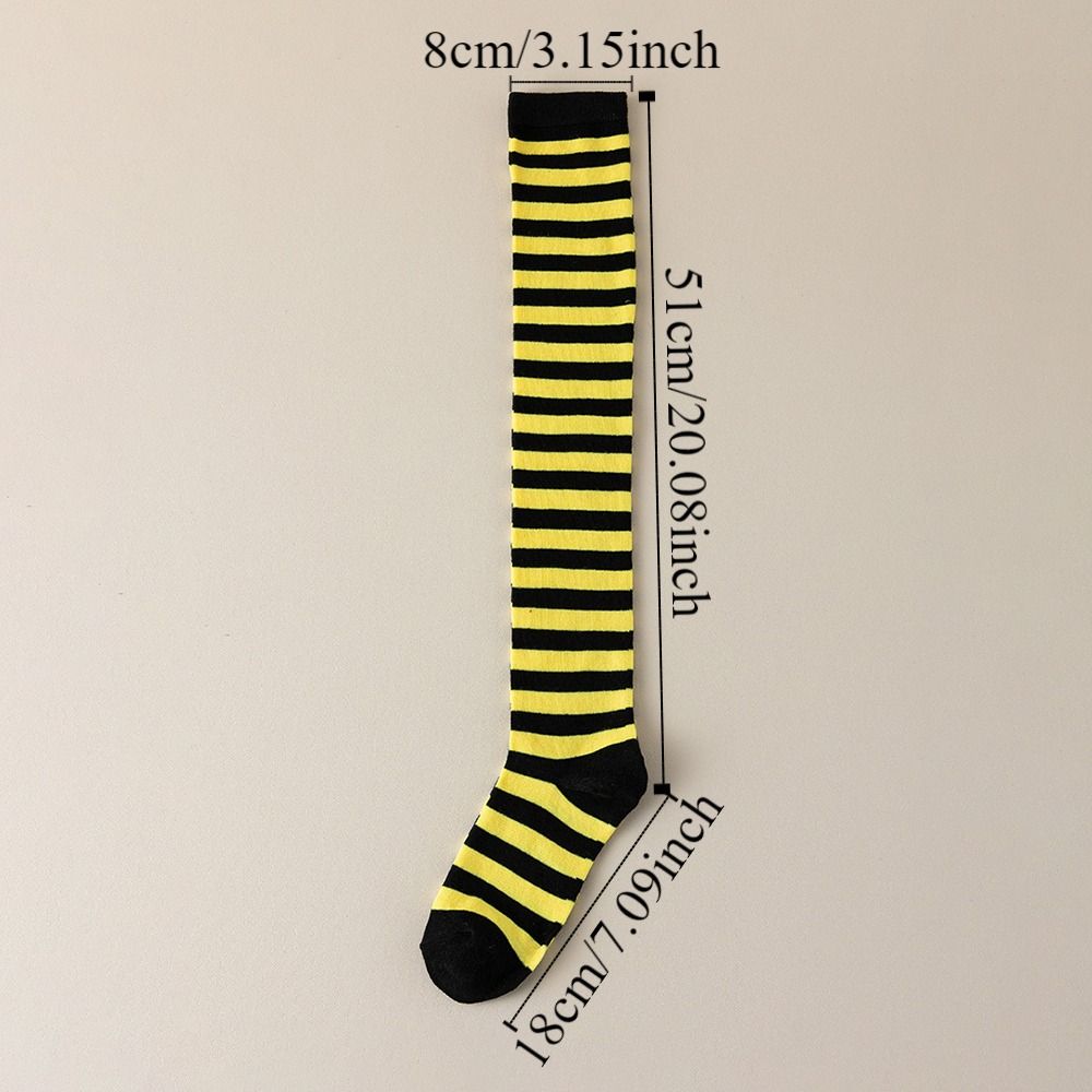 Warmhalten Bunte gestreifte Strümpfe Japanischer Stil Schweißabsorbierend Overknee-Socken Niedliche schmale gestreifte lange Socken Weihnachten