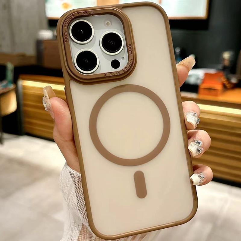 Magnetic Semi-Transparent Matte Phone Case for iPhone 16 Pro Max/15/14 Pro/13/12/11