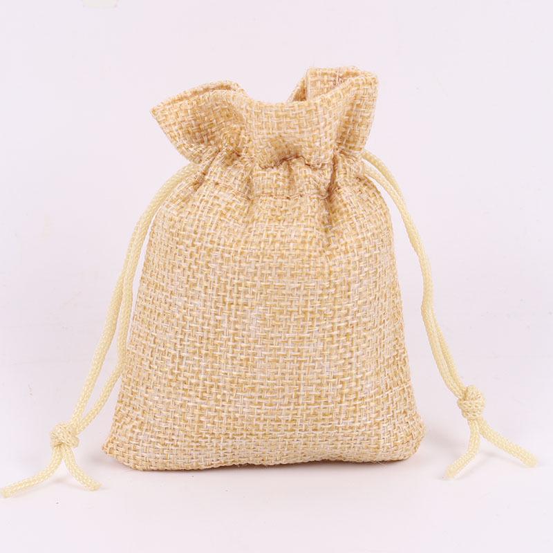 Drawstring Linen Jewelry Gift Bag - Composite Linen Storage Bag Available