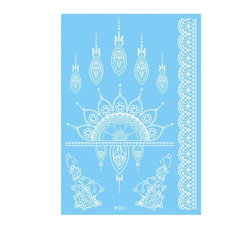 White Lace Arm flower Waterproof Body Art Temporary Tattoos Henna Stickers Tattoo Sticker Simulated