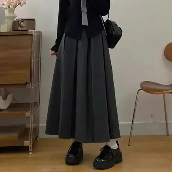 Gray Wool Blend A-line Skirt for Women, Petite To Plus Size, Perfect for Late Autumn