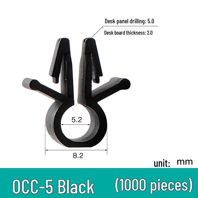 Black Round Cable Clip with Pin-Type Fastening - Airplane Head Design for Cable Management