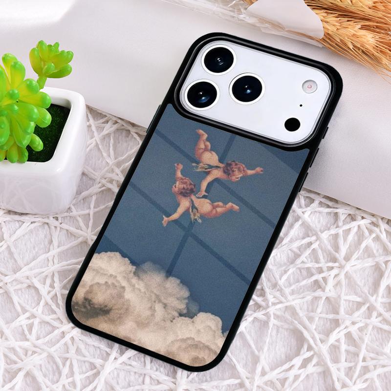 Vintage Painting Paradise Angel Shockproof Phone Case for iPhone 17 Air 16e 15 11 12 14 13 Pro Max Cover Coque