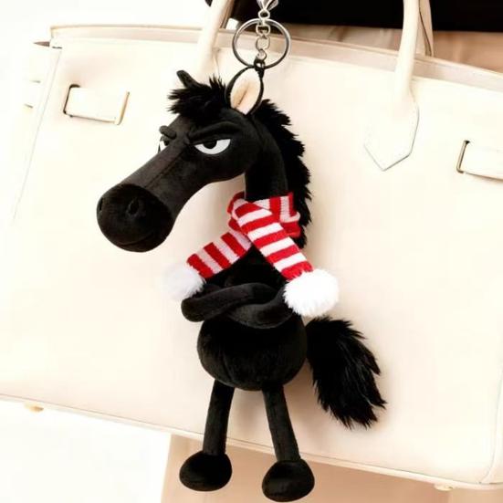 Horse Pendant Plush Material Bag Keychain 2026 Year of Horse Pendant Soft Texture Horse Charm Handbag Decoration