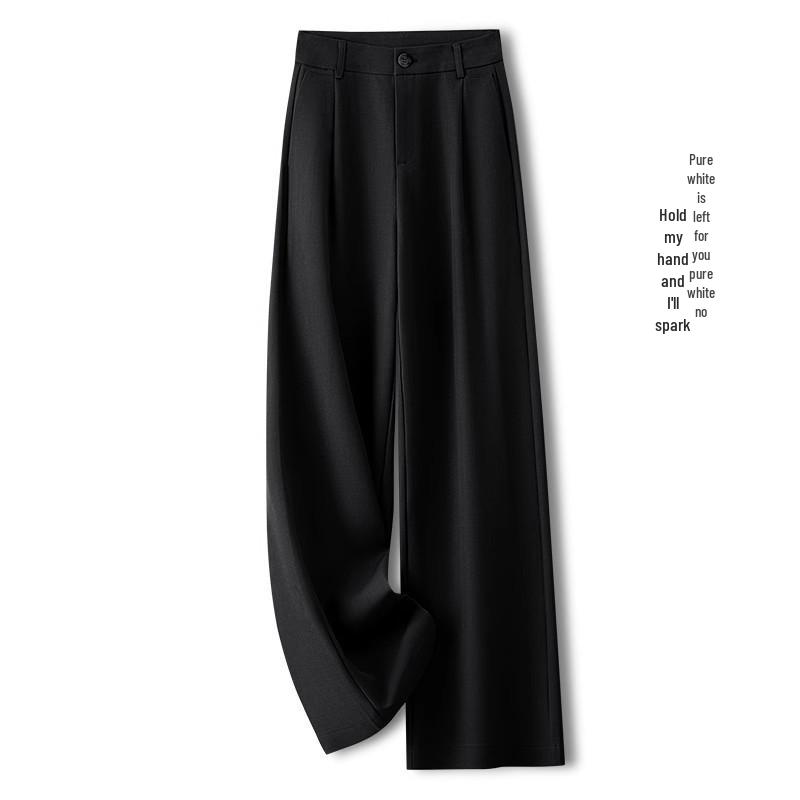 Women's Grey Wide-Leg High-Waisted Slimming Suit Pants for Spring/Autumn 2025