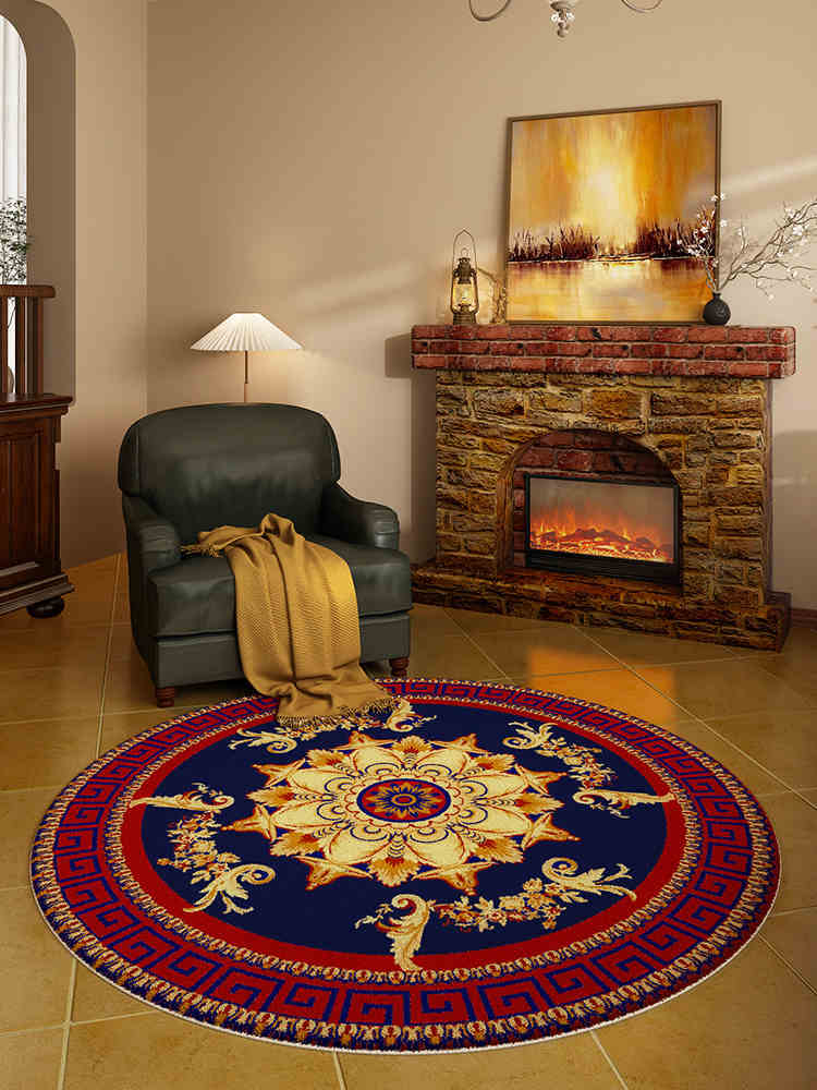 

Американский ретро круглый имитация кашемира ковер мягкий нескользящий гостиная спальня напольный коврик украшение дома стирка складной 140cm 55inch