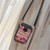 Ethnic Pattern Mini Crossbody Phone Bag for Women Double Zipper Leather Small Shoulder Pouch with Card Slots Strap for Travel & Daily Use