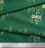 Soimoi Brown Poly Crepe Fabric Square & Leaves Printed Craft Fabric by the Metre 42 Inch