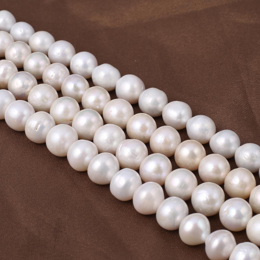 1String, White Round Pearl 10-11mm, Fashion Women Natural Freshwater Pearl Beads for Jewelry Making DIY Crafts, Luxury Bulk Gifts 36cm