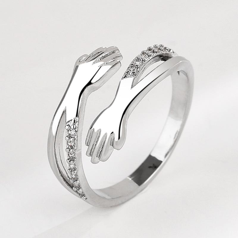 

European & American Romantic Couple Rings: Embrace Love, Simple Open Design, Perfect for Weddings Adjustable