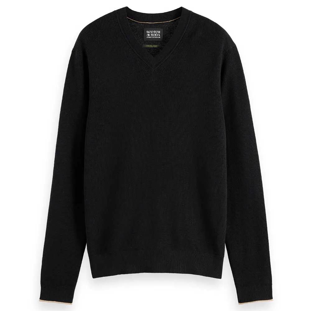 Scotch & Soda Свитер с V-образным вырезом Regular Fit Linen