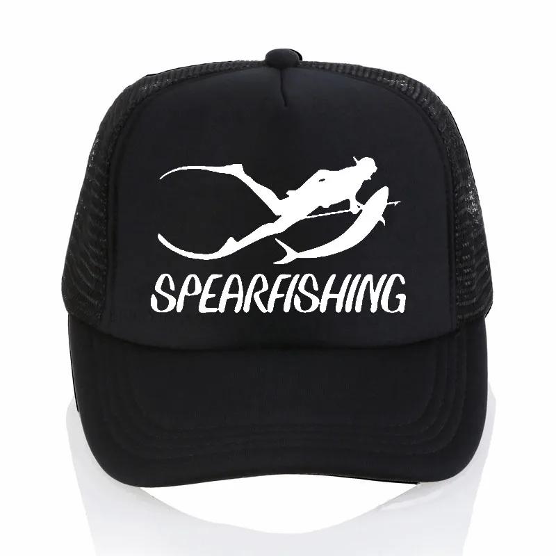 Spearfishing Print baseball cap Casual Cotton hiphop mesh cap summer sports trucker hat