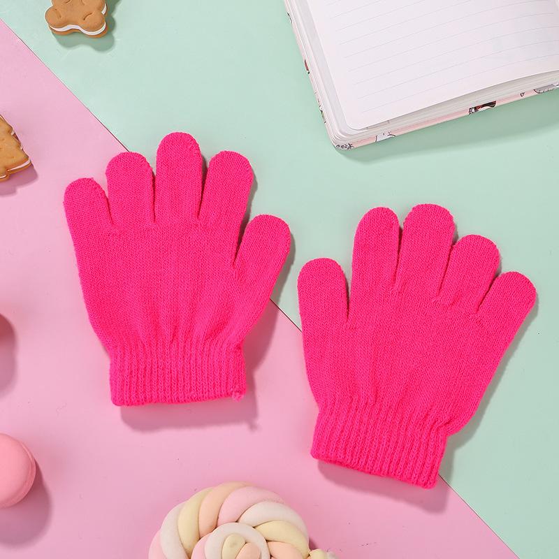 Winter solid color warm and cold gloves knitted gloves student couple cycling gloves