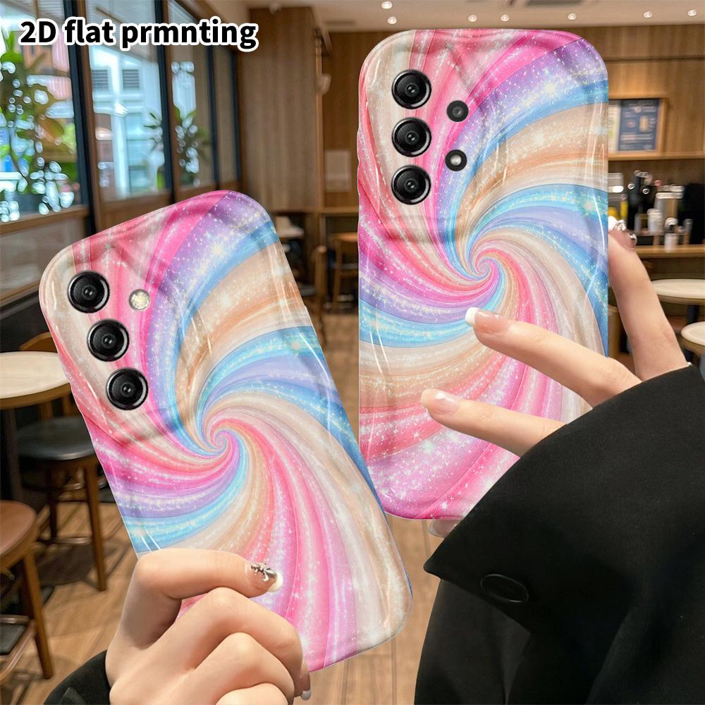 Phone Case: 2D Flat Samsung Galaxy A34 A35 M05 M06 S20 S22 S21 FE Plus 5G Protective Case, Spiral Swirl, Christmas and Halloween Gift