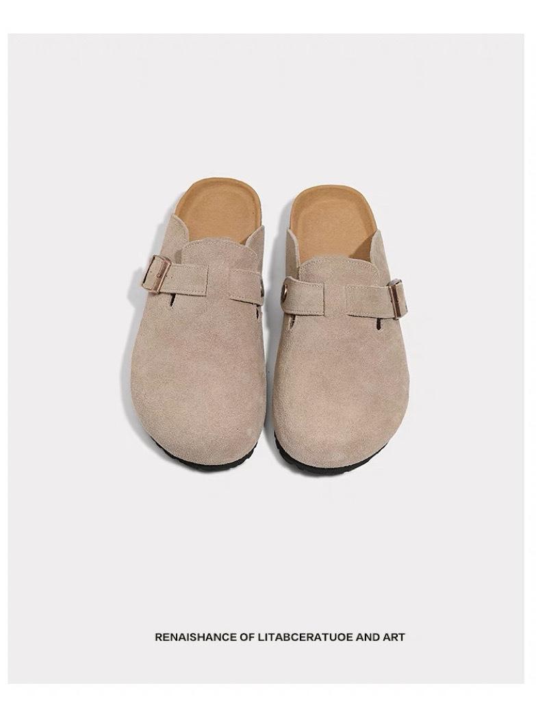 

2025 new large size Korean version round head thick sole half drag women s retro Boken shoes one pedal bag head slippers women 40