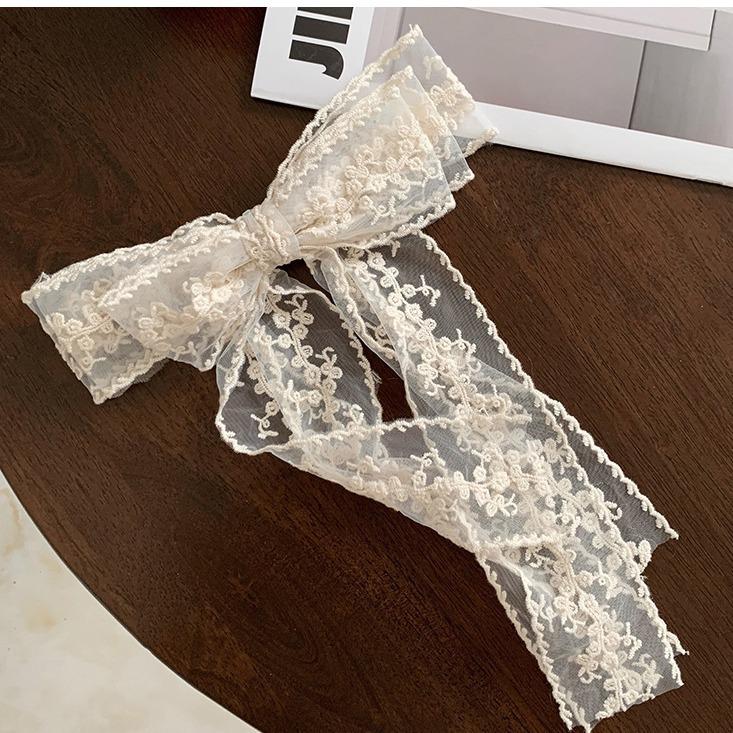 

Korean 3-Layer Lace Bow Hair Clips Women Ribbon Streamers Versatile Hair Barrettes Cute Spring Clips Daily Fashion Accessories светло-желтого
