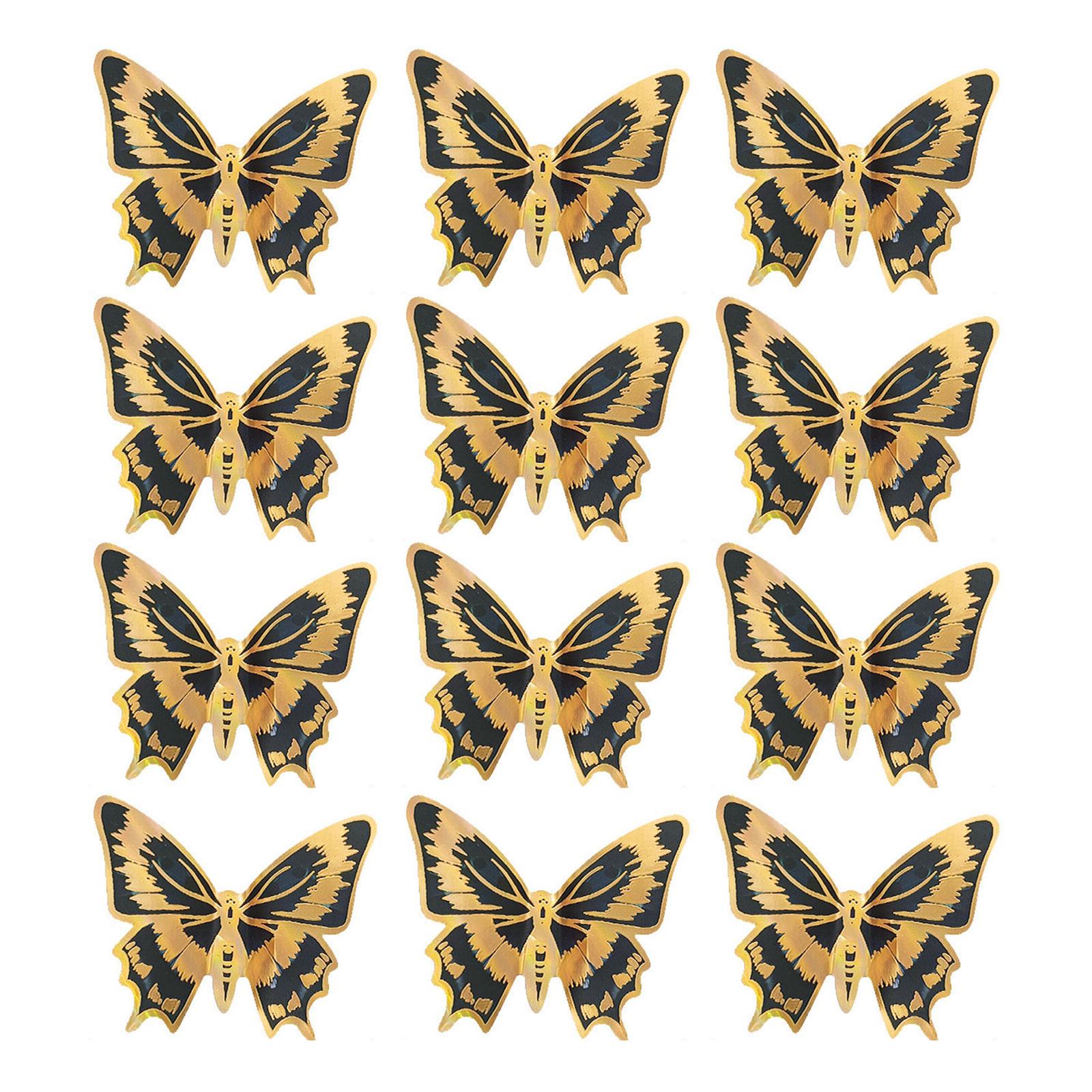 

12 шт./компл. Красочные наклейки на стену в виде бабочек, креативные наклейки на стену, настенные декорации для дня рождения, самоклеящиеся наклейки для спальни E