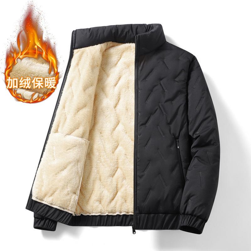 Winter cotton-padded men's 2025 new large-size men's clothing medium-sized Feather Rong cotton-padded clothes, piled and thickened thermal lapel