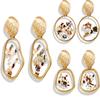 Woman Fashion Retro Shells Geometric Irregular Square Pendant Earrings