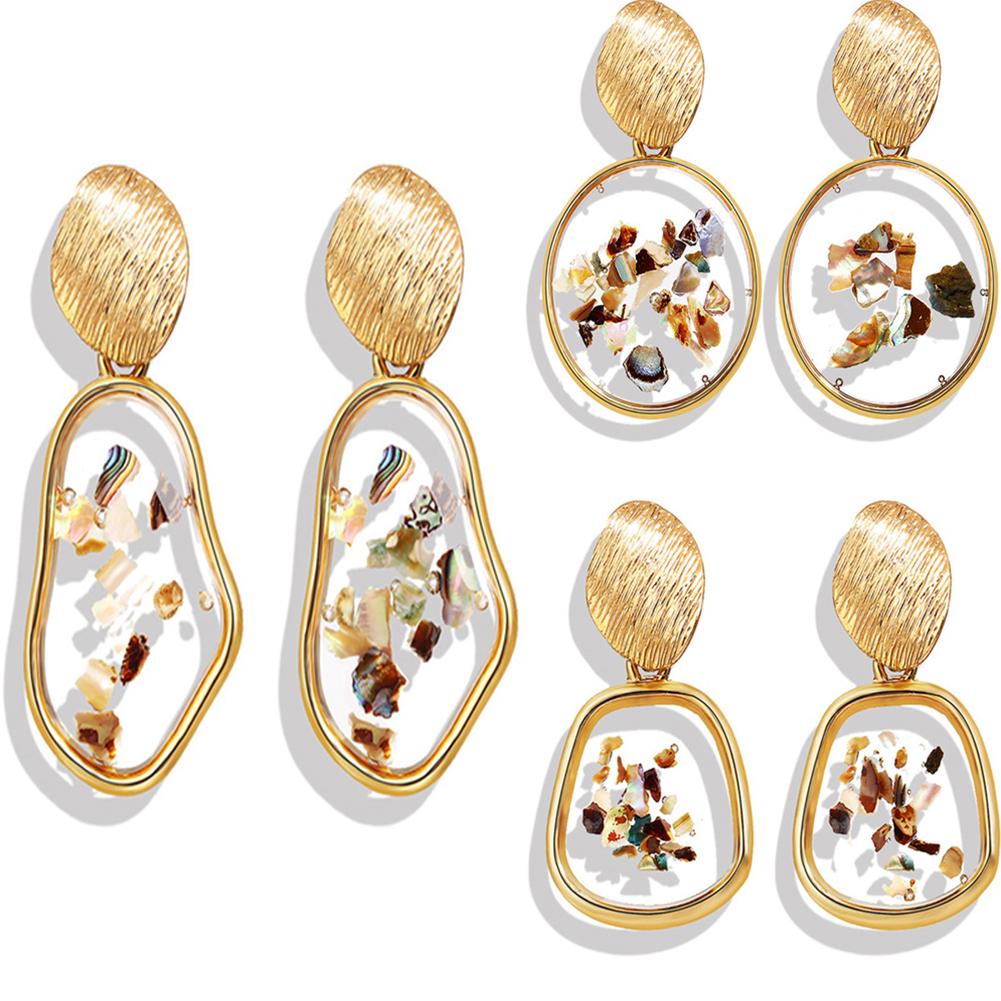 Woman Fashion Retro Shells Geometric Irregular Square Pendant Earrings