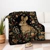 "Rabbit in Flowers: Elegant Wall Art Print"Blanket Flannel Throw Blanket for Sofa, Bed, Travel, Camping, Office, Couch, Chair, And Bed Gift
