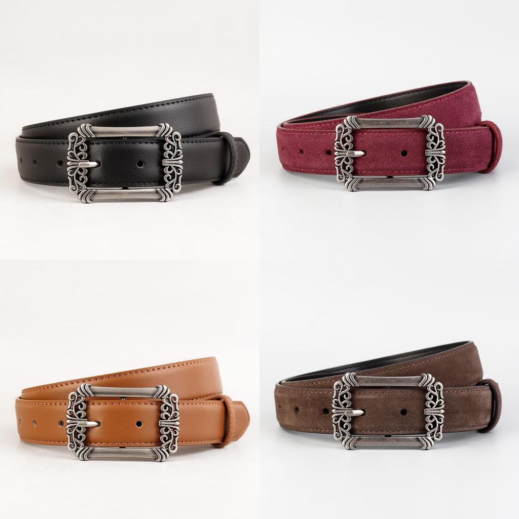 Leather Belt For Women Vintage Punk Style With Zinc Alloy Buckle For Casual Wear