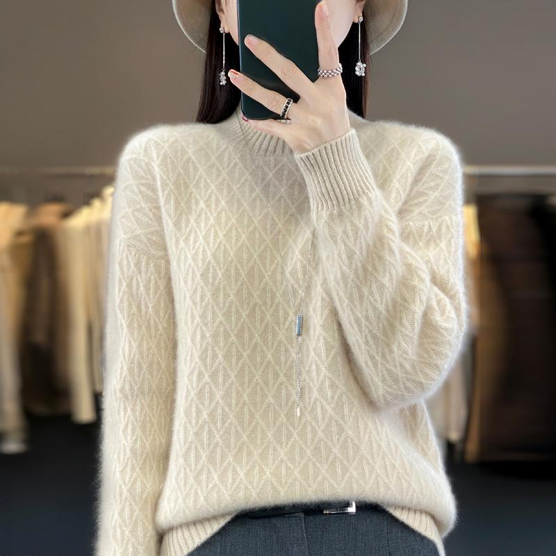 Pulover de cașmir pentru femei cașmir Qinghe 30% cașmir 70% lână cald și la modă versatil toamnă și iarnă