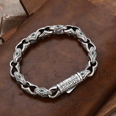 Vintage Hip-Hop Unkraut Muster Link Armband für Männer Mode Punk Zirkon Schmuck Zubehör