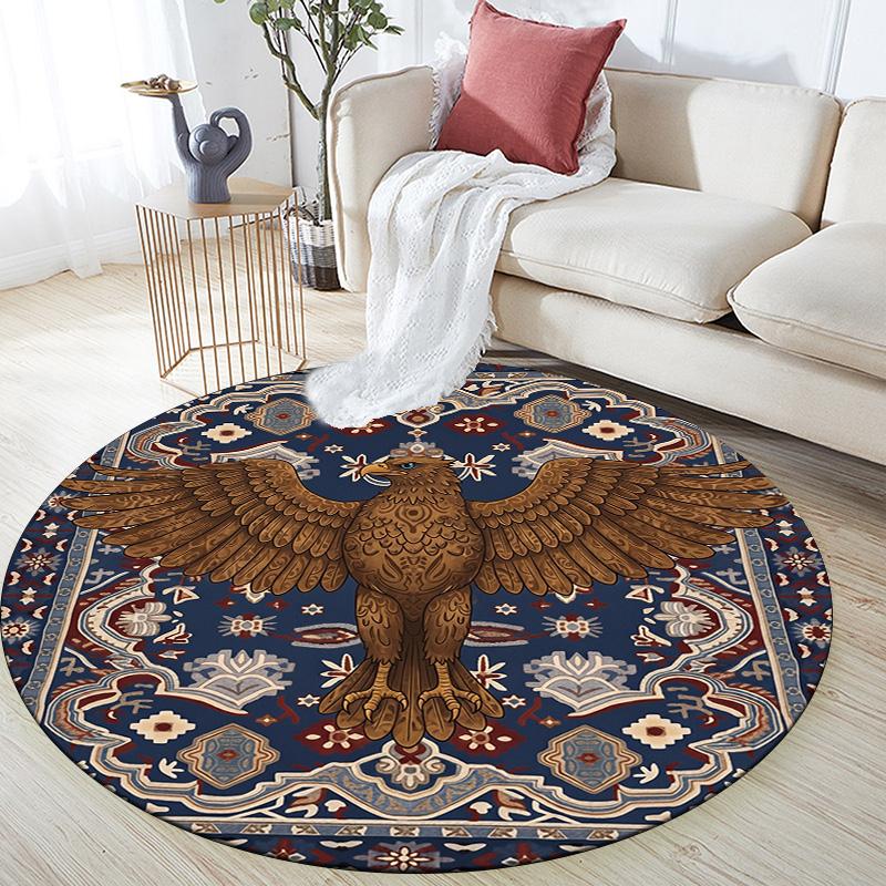 Vintage Pattern Animals,Round Area Rug,Carpet Rug for Living Room Bedroom Sofa Playroom Decor,Non-slip Floor Mat