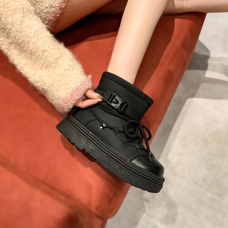 Women's Large Size Soft Sole Winter Warm Fur One Snow Boots Padded Lined Ankle Boots Anti-slip Hiking Casual Sports Cotton Boots