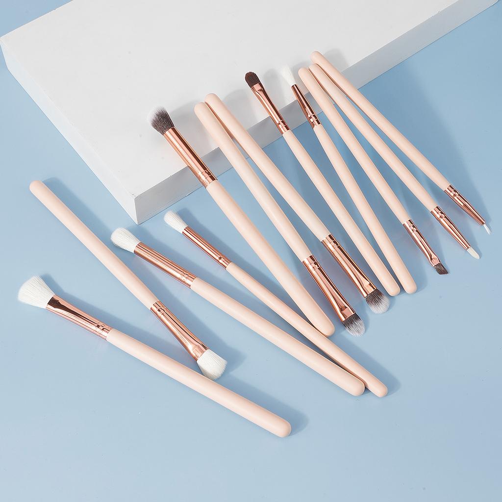 12PCS Professional Eyes Makeup Brushes Set Wood Handle Eyeshadow Eyebrow Eyeliner Makeup Brush