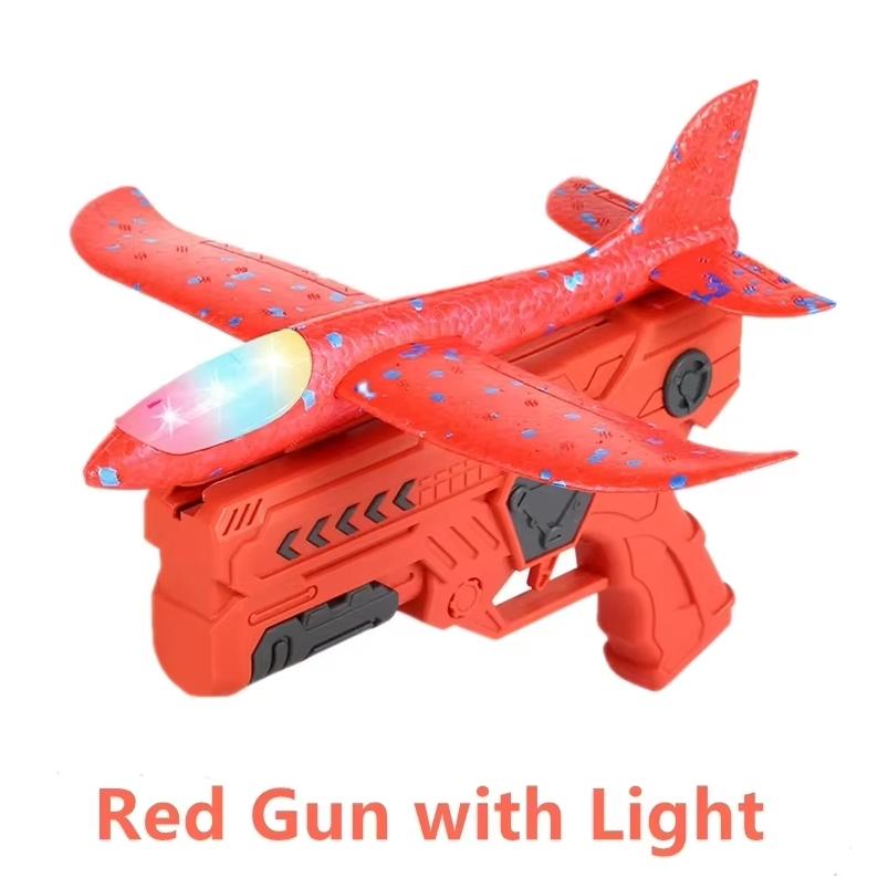 Children's Glowing Foam 10M Launcher Catapult Glider Parent-Child Interaction Outdoor Aircraft Gun Flying Toys for Kids