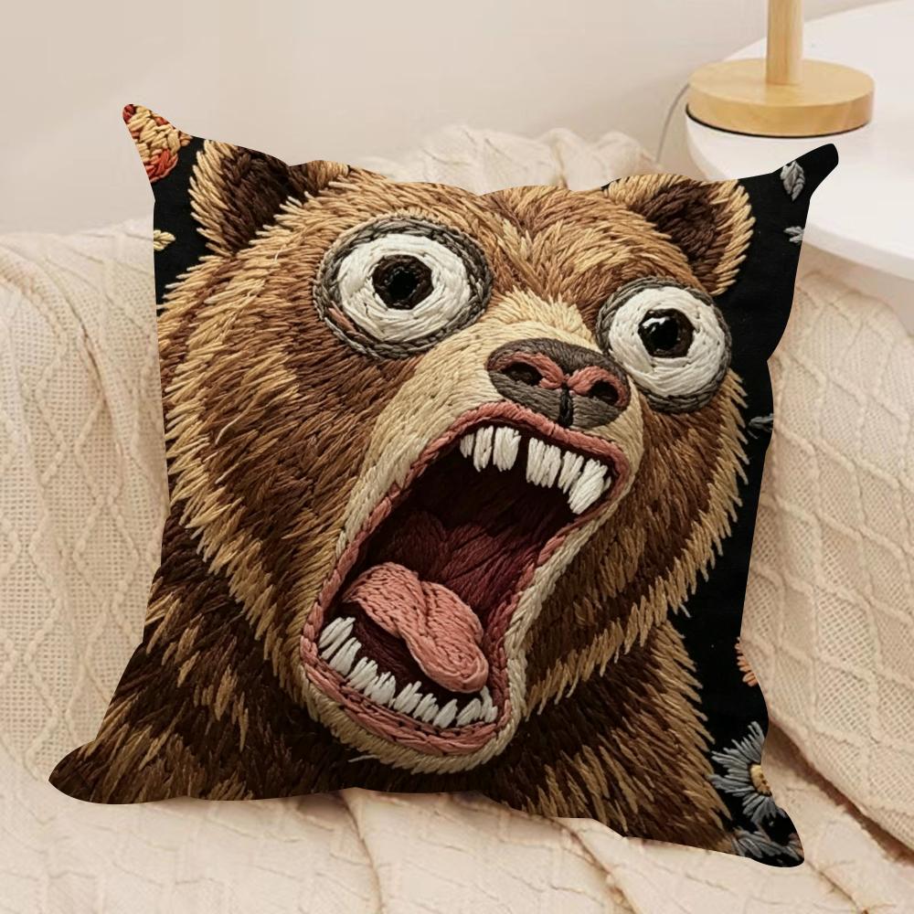 2D Scream Animals Retro Kissenbezug Seidiger Kurzer Plüsch Unsichtbarer Reißverschluss Staubdicht Sofakissenbezug Für Heimdekoration