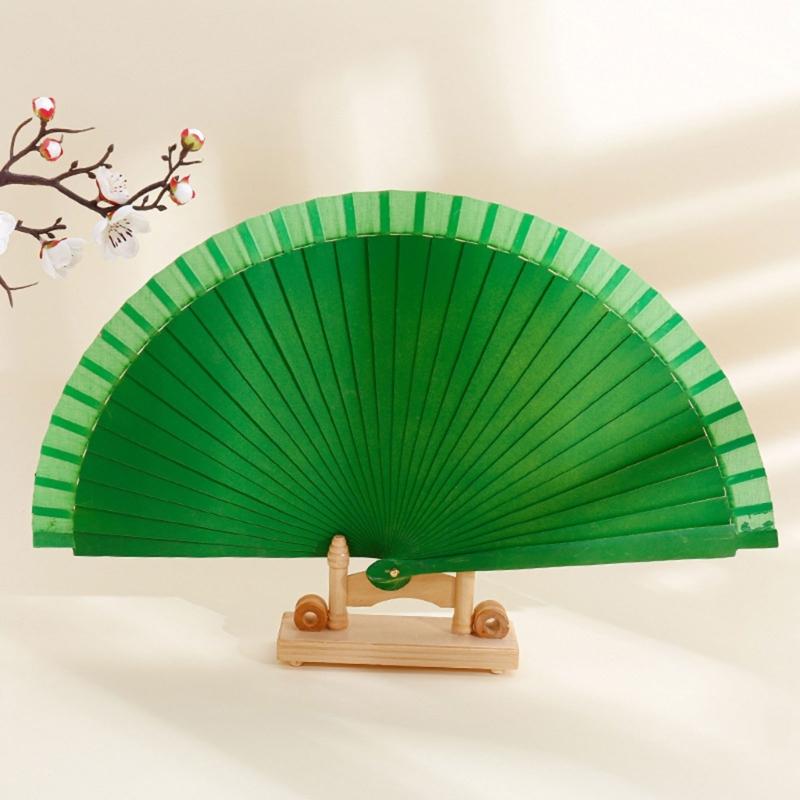 Traditional Wooden Hand Fan Classical Vintage Spanish Solid Color Folding Fan