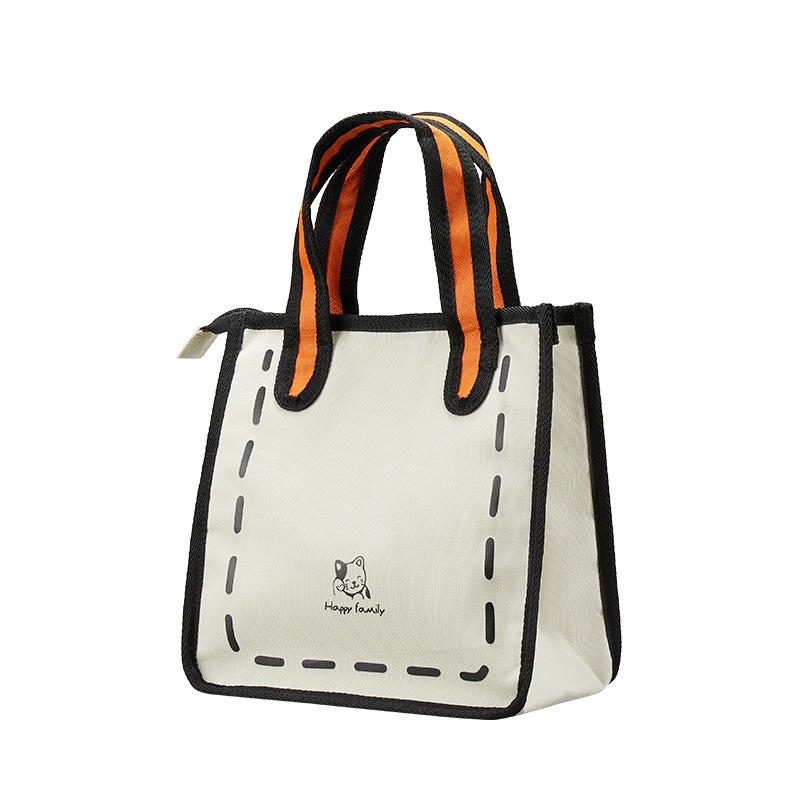 

Новая ручная сумка для ланча большой вместимости, из ткани Оксфорд, с термоизоляцией, с мультяшным рисунком, студенческая портативная сумка для ланча белый